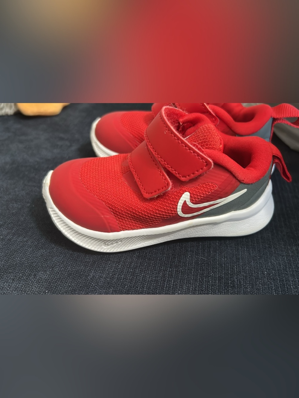 Nike Little Kids Red Velcro Shoes 4C